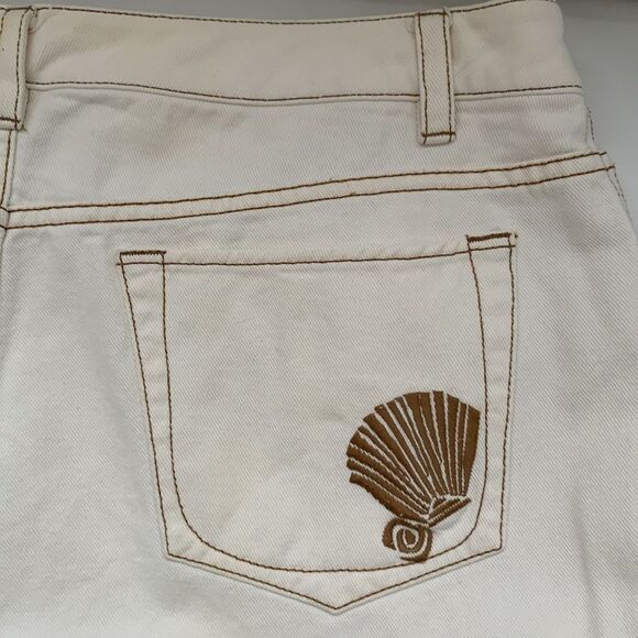 Sigrid Olsen Cotton Cream Two-Piece Suit Jacket Pants Embroidered Size L/14 - Picture 15 of 16